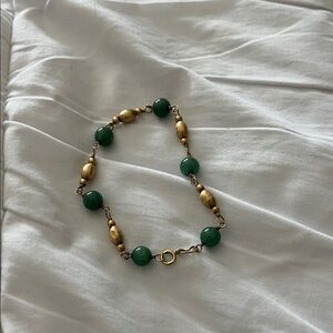 Gold and Green Beaded Bracelet - Women's Jewelry
